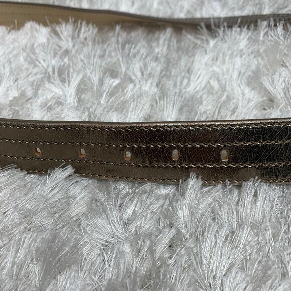 Vintage Per se Metallic ? Bronze Leather Belt Sz Small Italian Leather - Picture 4 of 6